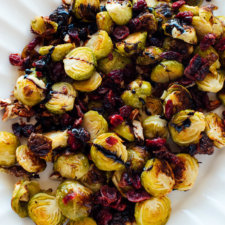 Balsamic Roasted Brussels Sprouts with Cranberries & Pecans
